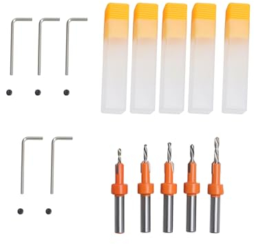 TIOMIOSEA Senkbohrer Set 10 tlg für Holz, Bohrer mit Senker Holzbohrer Kegelsenker Set 8 mm Schaft,Bohrer Senker mit Sechskantschlüssel,Countersink Drill Bit für Holzverarbeitung Kunststoff