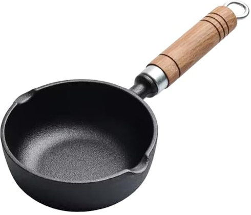 Fiorky Milk Pan Multipurpose Saucepan - Cast Iron Mini Egg Frying Pan Nonstick Steak Auxiliary Fod Pan Small Soup Pot with Pour Spout Butter Melting Pot Gas Stove Induction Cooker Universal