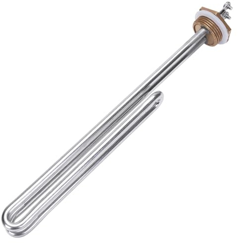DERNORD Faltbarer Heizelement Heizpatrone 220V 4000W 1 Zoll DN25 BSP Heizstab Edelstahl Messing Flansch mit Silikonring