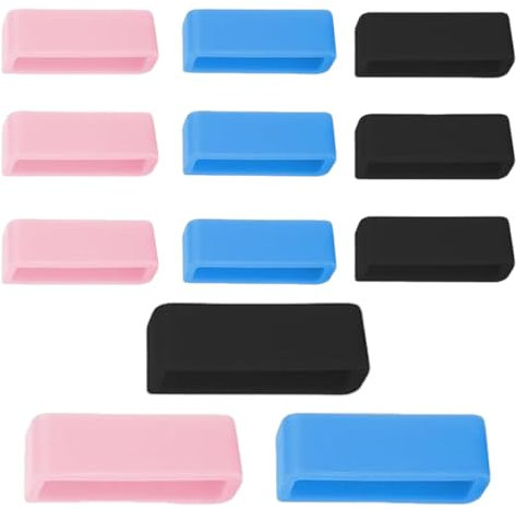 MEXRUMI Correa de silicona para reloj de pulsera, 12 unidades, 20 mm, correa de repuesto para reloj inteligente, correa de goma universal para reloj deportivo (negro, rosa y azul)