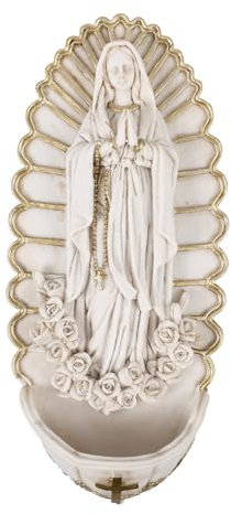 RORPOIR Bénitier Mural Résine Guadalupe Décor Religieux Suspendu pour Entrée Décoration Murale Catholique pour Maison Et Église