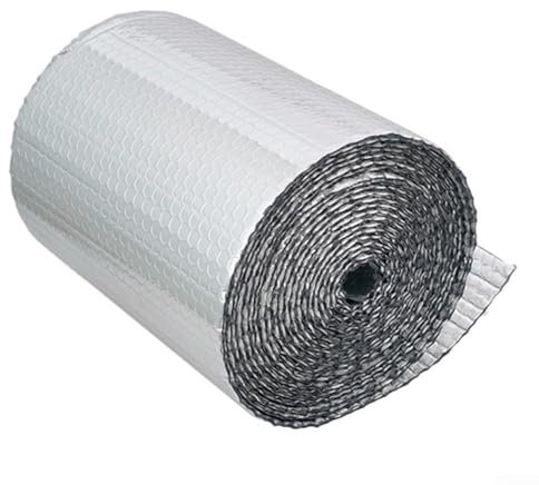Feegow Rouleau d'isolation double en aluminium à bulles 5 m x 20 cm – Panneaux réflecteurs de radiateur en aluminium pour sol, plafond, toit, isolation murale