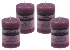 4er Set Adventskranzkerzen Raureif Brombeer 80/58 mm durchgefärbte Trend-Kerzen