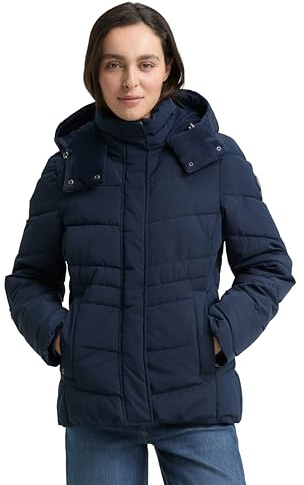 Tom Tailor Damen Puffer-Jacke mit Abnehmbarer Kapuze