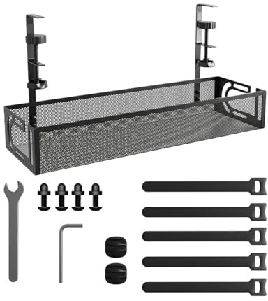 Punch fre Storage Rack - Storage Rack Socket Organizer, Under Desk Cable Management Box | Metal Standing Desk Wire Organizer Basket Clamp, Wire Storage Box No Drilling For Office Home Cord Tidy Rack