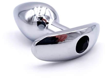 BONDAGERIE® Plug anale a T con gioiellino nero, intercambiabile, anale dilatatore per lui e per lei, sacchetto incluso, Taglia Taglia: L