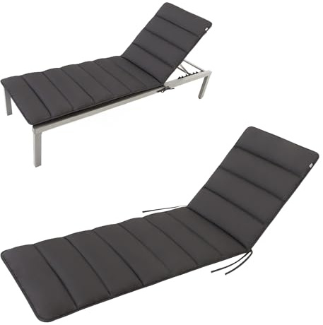 HAVE A SEAT Living - Auflage Gartenliege Flair | 190x60 cm - Weiche Universal Sonnenliege Auflage Dünn - Komfortabel, Wetterfest, Waschbar bis 95° C - Made in Germany (190x60 cm, Grau/Anthrazit)