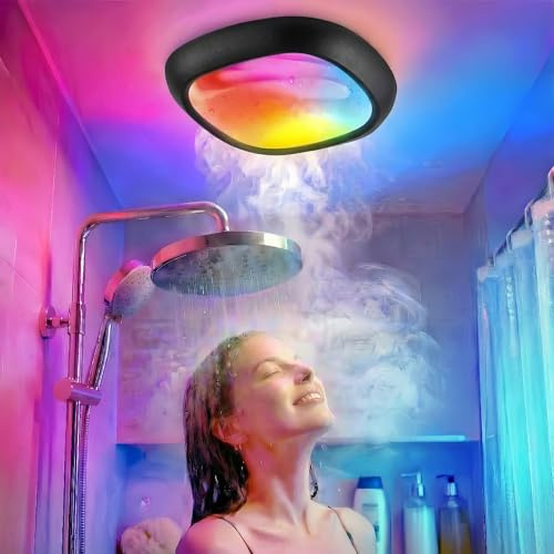 RGB LED Akku Deckenleuchte Ohne Stromanschluss, IP54 12000mAh 550LM Bewegungsmelder Deckenlampe mit Batterie, Kabellose Badezimmer Lampe mit Akku Fernbedienung Innen Kellerlampe Aufladbar für Dusche