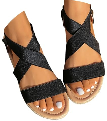 Générique Chaussures Été Femme Sandale Femme Confortable Antidérapantes Respirantes et Nu-Pieds Bout Ouvert Semi Trailer Espadrilles pour Extérieur Plage (Black, 37)