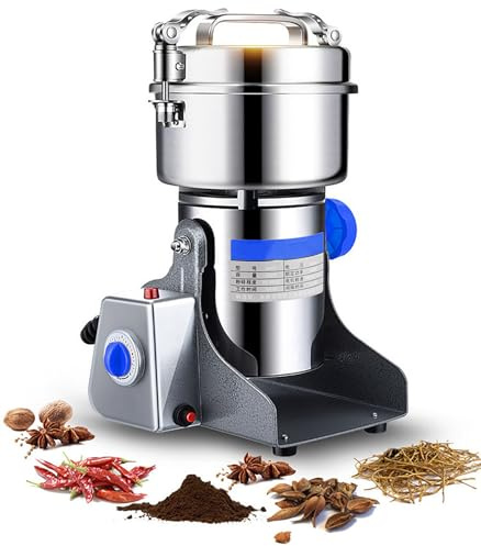 450g Electric Grain Grinder, 70-300 Mesh Herb Spice Grinder, 2200W Stainless Steel Commercial Motor with Overload Protection for Herbs, Spices, Nuts, Grains