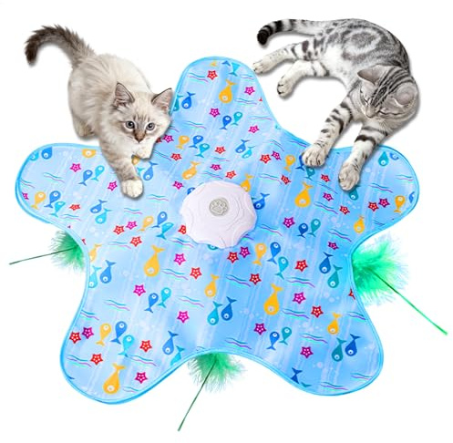 Yeelan Giocattolo interattivo per gatti auto-occupazione, ricaricabile, elettrico con molla automatica, attivato al contatto con il rumore del mouse, giocattolo per gatti della casa