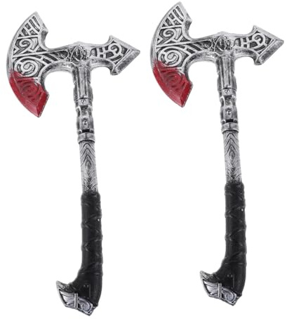 CTIRCHIU 2 Piezas Hachas de Plástico para Fiesta Vikinga Accesorio de Cosplay Medieval Resistente para Halloween rol Disfraz de Guerrero Antiguo