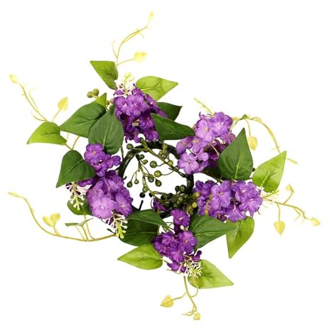Nuovo Simulazione Giacinto Fiore Decorazione Portacandele Ghirlanda Set da Tavolo Matrimonio Imitazione Fiore Atmosfera Decorazione Candela (Purple, 25X25CM)