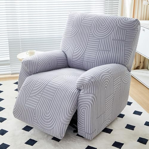 Chickwin Funda Sillon Relax Reclinable, Jacquard Relax Reclinable 1 Plaza,Funda Sofa Elástica 4 Piezas, Extraíbles y Lavables, Protección de Muebles Mascotas, niños (Gris,1 Plaza)