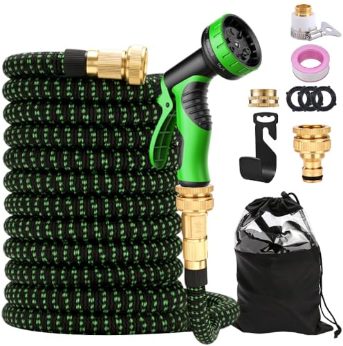 ZOYDP Tubo da giardino flessibile da 15 m/50 m, tubo da giardino estensibile con 10 tipi di getto, 3/4 pollici 1/2 pollici, tubo flessibile per giardino, auto, lavaggio, irrigazione