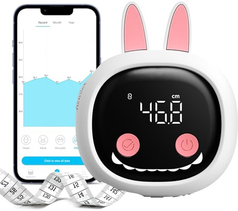 Tychesy Mètre Ruban Corps Rétractable | Connecté avec Application pour Mesure du Corps, Suivi Fitness et Perte de Poids, Rechargeable, 60 Pouces/150 cm