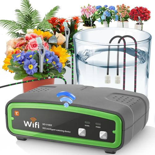 Sistema di Irrigazione Automatica Wifi con Doppia Pompa,Kit Fai-Da-Te per Irrigazione a Goccia per Piante,Irrigazione Automatica da Interno con 15m Tubo Flessibile,Controllo Tramite APP