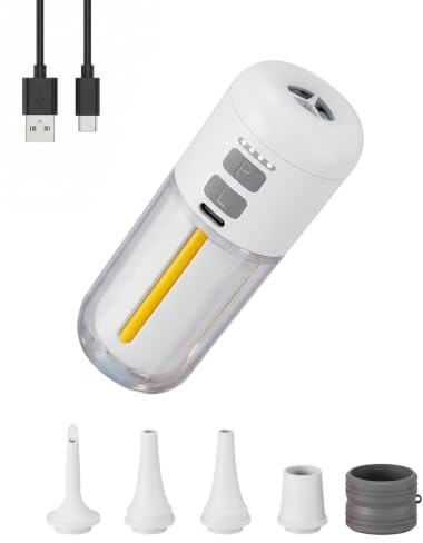 Elektrische Luftpumpe Akku, 4000 Pa Mini Luftpumpe 430 L/min, Tragbare Air Pump mit 5 Düsen & LED-Licht, 2-in-1 Aufblasen & Entleeren, für Camping, Luftmatratze, Schwimmring, Vakuumbeutel