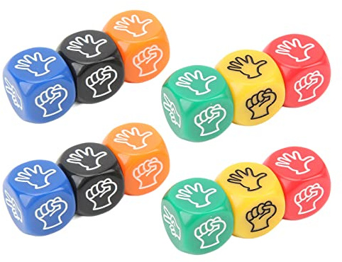 KKPLZZ Finger-Ratespiel-Würfel, 12 Stück, 6-seitige Würfel in 6 Farben, 20 Mm Stein-Papier-Scheren- Zur Entscheidungsfindung, mit Hochwertigem Kunststoff für Erwachsene, Kin