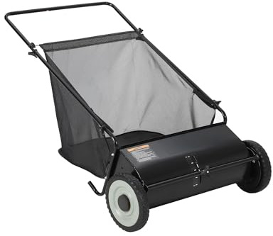 Spazzatrice Spinta 21 4 Spazzole | Acciaio Resistente, Sacco 3,5ft³, Altezza Regolabile, Silenziosa Per Prati e Cortili
