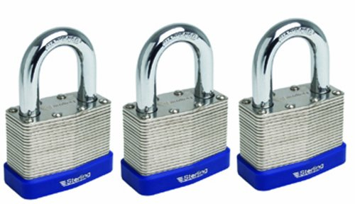 Sterling LPL443 - Set da 3 Lucchetti laminati con doppia chiusura 40 mm, con tutti i tipi di chiave da lucchetto