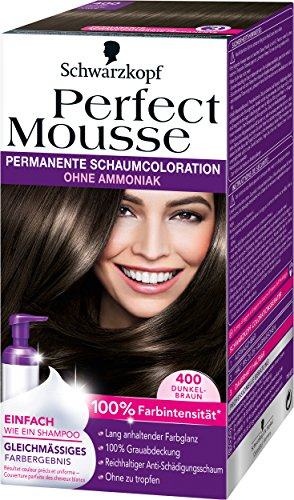 Perfect Mousse permanente Schaumcoloration, 400 Dunkelbraun, 3er Pack (3 x 1 Stück)
