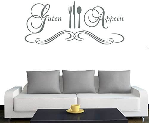 Klebesüchtig Wandtattoo Guten Appetit 60cm x 26cm grau - Dekoration - Bad - Wohnzimmer - Aufkleber - Wandsticker