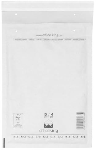 200 x Luftpolstertaschen weiss Gr. D/4 (200x275 mm) DIN B5 C5+ - Marken-Qualität von OfficeKing®
