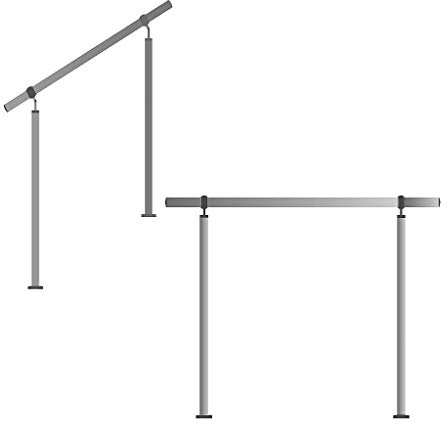 TIBU Edelstahl Handlauf Geländer 1m - 6m Treppen Brüstung Balkon, Länge 1.5m inkl. 2 Pfosten ohne Querstange)