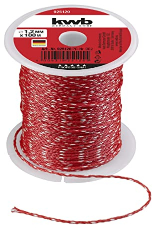 kwb Maurerschnur 100m, 1,2mm Stärke, Nylon Richtschnur in Rot - Belastbar, reißfest und vielseitig einsetzbar - Made in Germany