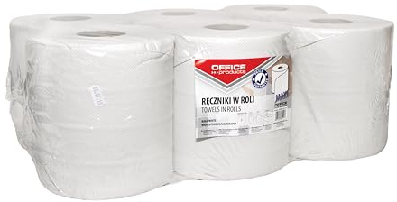 OFFICE PRODUCTS Maxi JUMBO Recycling-Papierhandtücher /6 Rollen/Für Zuhause/Fürs Büro/Fürs Bad/Toilette/Reinigung/Hygiene / 2-lagig / 120m /Weiß