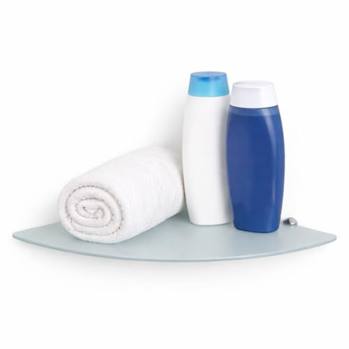 Euro Tische Glaseckregal 45 x 45 cm - Wandregal für Badezimmer - Duschablage aus 6mm ESG Sicherheitsglas - Verschiedene Größen (Weiß Satiniert)