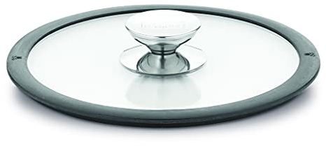 Berndes Coperchio Bombato Bordo Silicone Nero 32 cm, Vetro Temperato