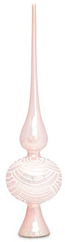 SIKORA SP6 Highlights Christbaumspitze aus Glas mit Glitzer Verzierung 2 Größen, Farbe:Rosa, Größe:H ca. 33 cm (für Bäume von ca. 170 bis 240 cm)