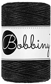 Bobbiny Oeko-Tex Premium Makramee Garn aus ökologischer Baumwolle 1,5 mm x 100 m (Black)