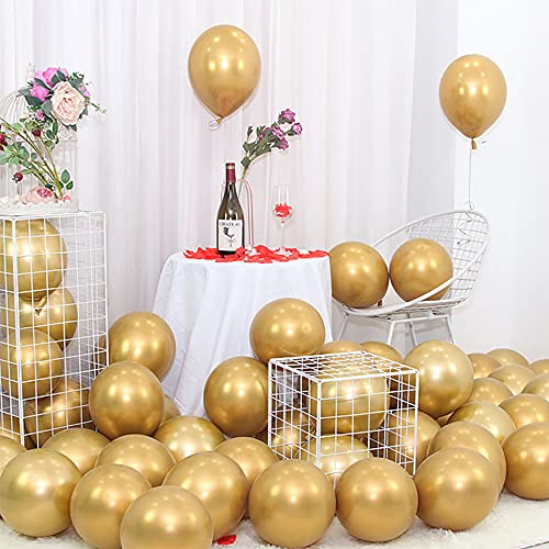 100 globos metálicos de 5 pulgadas, globos de látex dorado brillante para cumpleaños, boda, baby shower, fiesta decoración