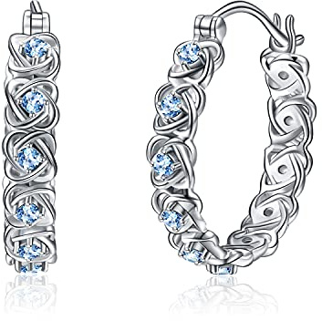 Creolen Silber 925 für Damen Große Blume Kristall Loop Ohrringe Schmuck für Damen Mädchen Durchmesser 24,4mm