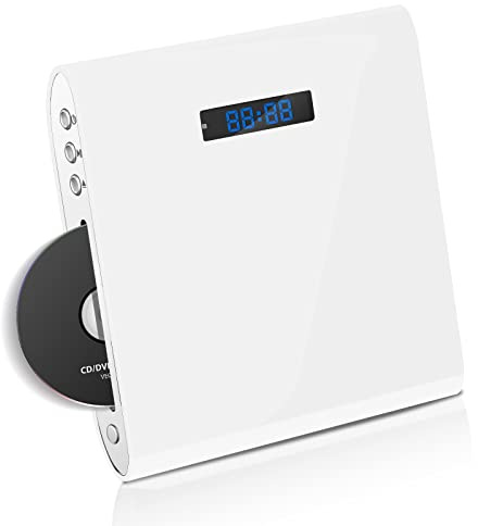 Famishow Lecteur DVD pour TV avec sortie AV/HDMI et entrée USB, lecteur DVD HD 1080p avec câble HDMI, télécommande et câble AV, montage mural (blanc)