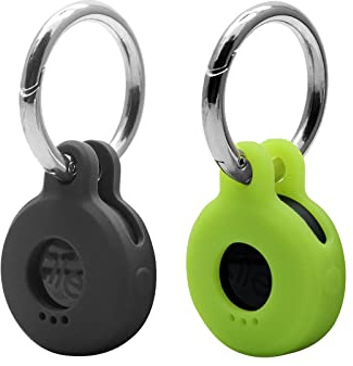 Case for Tile Sticker (2022) 2-Pack. Small Bluetooth Tracker Cover, Protective Holder for Remote Finder and Item Locator, Pets Dog Cat Collar Accessories Black+Green