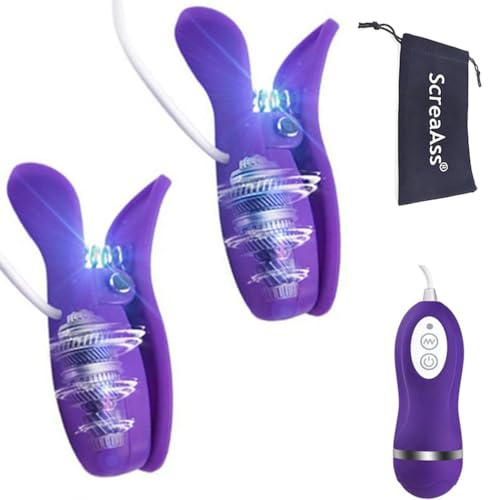 Elektrisch Nippel Clip Vibrator Vibrierender Klitoris Clip Brust Massage SM Nippelklemmen Für Orgasmus Stimulator, 10 Frequenz Schamlippenklemmen Mit Fernbedienung Sexspielzeug Für Frauen,Lila