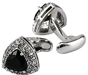 Manschettenknöpfe mit Gravur, Manschettenknöpfe Herren Trauzeuge Silber Schwarz Kupfer Cufflinks Dreieck Schmuck Zirkonia Geschenk