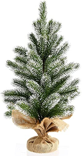 LIFEZEAL 50 cm Mini Árbol de Navidad, Árbol de Navidad Artificial con Lentejuelas Blanco de Mesa, Pequeño Árbol Artificial Material de PVC, para Oficina, Mesa