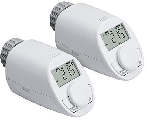eqiva Elektronik-Heizkörperthermostat Model N, 2er-Set, Weiß
