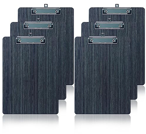 GUOKOFF Klemmbrett A5, 6 Stück Klemmbrett Holz, Hartplatten Klemmbrett A5 | Klemmbrett mit Gummierter Metallklemme, Schreibbrett Pad Halter Clipboard DIN A5, Schwarz