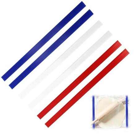 CYUaoao 6 st Silikontjocka remsor för deg 2/4/6 mm Kavel Strips Justerbara Halkfria Avstånd Ränder för Pizza Bakverk Bakverk