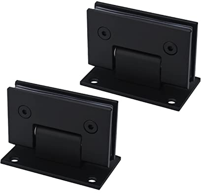 WANLIAN 2pcs Heavy Duty 90 Grad Glastür Schrank Vitrine Schrank Klemme Glas Duschtüren Scharnier Ersatzteile... (2pcs Black)