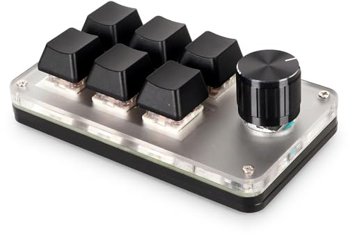 Clavier de Jeu OSU, Clavier Mécanique Macro à Une Main avec Interrupteur Rouge, Mini Clavier Programmable pour Le Bureau, Les Jeux, Le Contrôle Industriel, Le Laboratoire (6 Touches avec 1 Bouton)