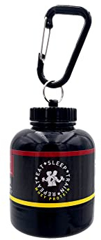 Porte-protéines 60 grammes motivational Eat Sleep Train Repeat, Whey en poudre, différentes tailles, Gym, Fitness