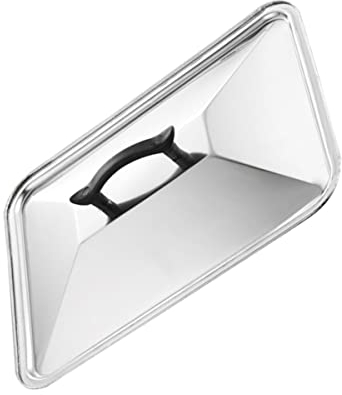 OKUMEYR pot lid stainless steel cover anti oil splash protector large handle for kitchen cookware food warming tray 45x35cm chafing dish