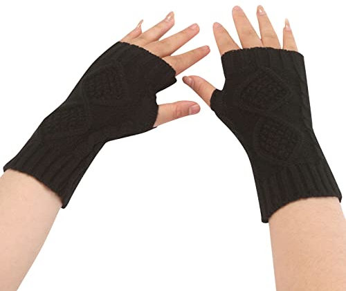 HANXIULIN Damen Fingerlose Handschuhe Länge Ärmel Handschuhe dehnbare Fäustlinge Armwärmer Armstulpen Stricken Armwärmer Winter Armwärmer